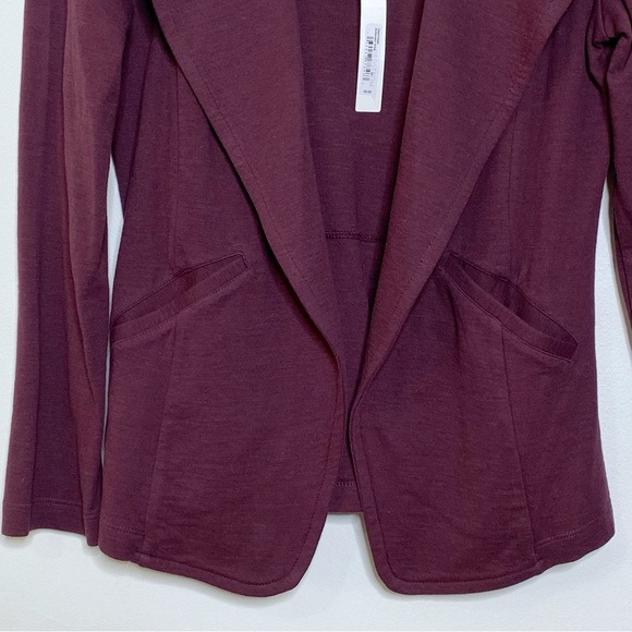 Caslon Burgandy Wine Open Front Knit Blazer Jacket Petite Small - Picture 4 of 5